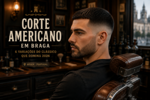 corte americano em Braga feito na Barbearia 27 de Agosto