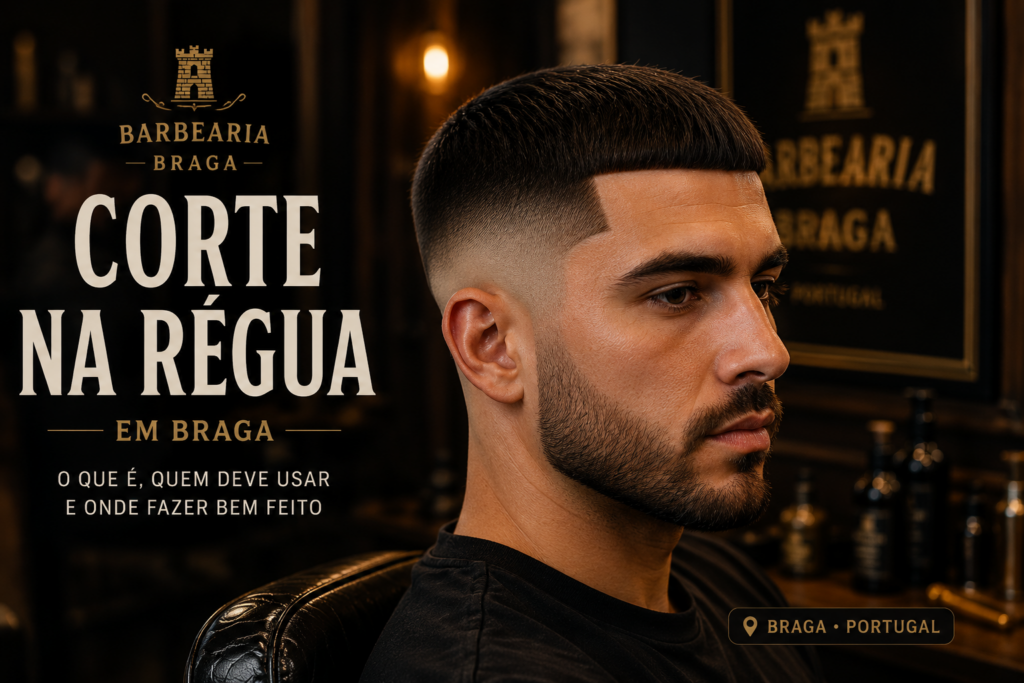 corte na régua em Braga feito com navalha profissional na Barbearia 27 de Agosto capa